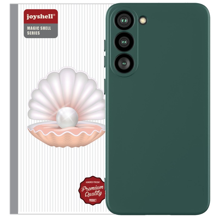 Husa Joyshell pentru Samsung Galaxy A34, SIlicon Catifelat Cu Interior Microfibra, Protectie la Camere, Verde inchis