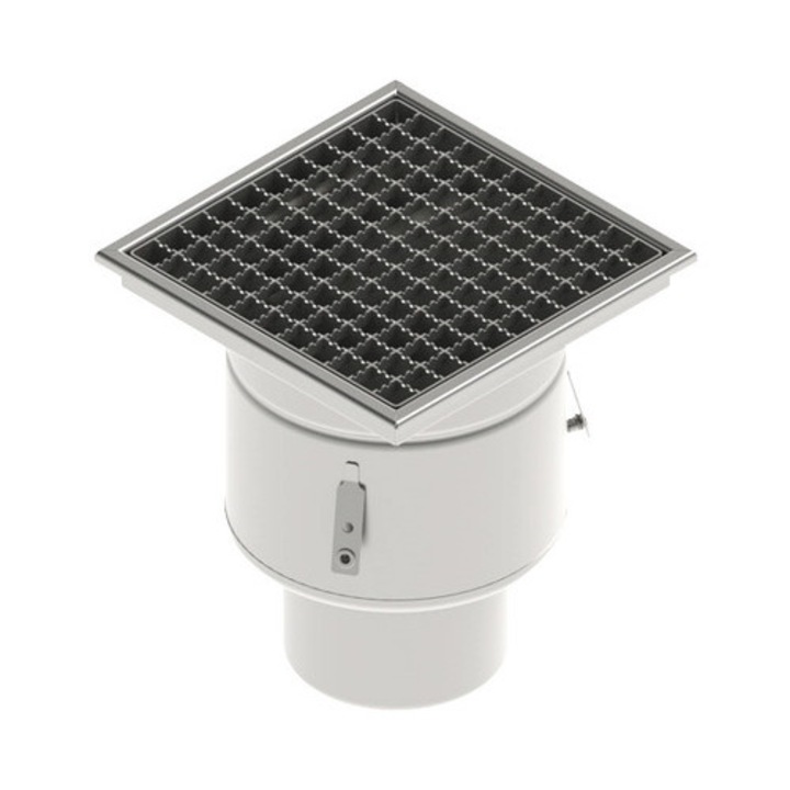 Sifon Pardoseala Inox Stainless VODALAND Gratar Inox Antialunecare 300x300x344 mm Iesire Verticala Ø 150 mm