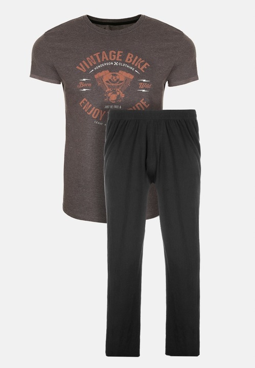 Henderson Flame Rene Vilard férfi rövidujjú pizsama, 2XL INTL méret, pamut, szürke