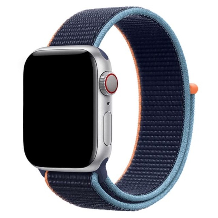 Sport Loop szíj, nylon, kompatibilis Apple Watch 1/2/3/4/5/6/7/SE, 42/44/45 mm, Deep Navy