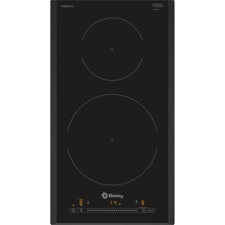 Plita Incorporabila Balay 3EB930LQ, Inductie, 2 Zone de Gatit, Touch Control, 3700 W, 30 cm, Negru
