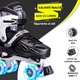 Role Reglabile Elindor® pentru Copii si Adulti, 4 Roti Luminoase din Silicon Quad, Rulmenti ABEC-7, Frana Fata, Aluminiu / Poliuretan, Patine cu Rotile pentru Fete, Baieti, Dama, MR014R, Marimea L, 37-40, Negru