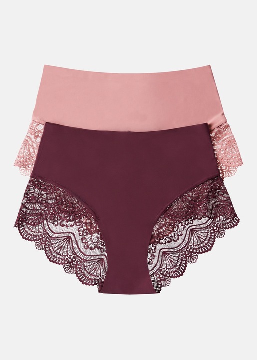 Set 2 bucati chiloti dama, Esotiq Pansy, 40301-K001, Poliamida/Elastan, Bordeaux / Roz, Bordeaux / Roz, M