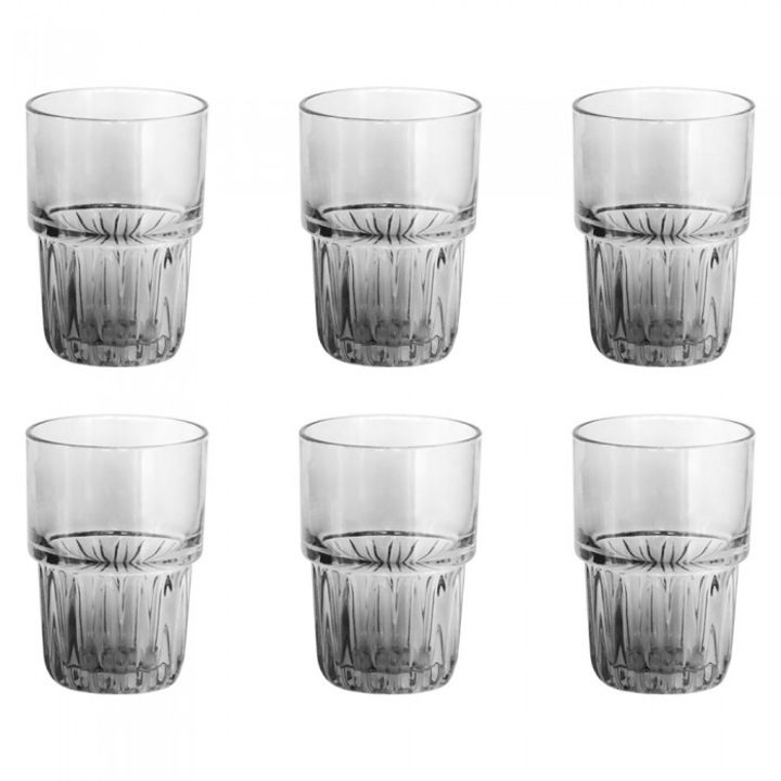 Set 6 pahare long drink RAKI FOXY FUME, 390ml, D8,5xh12cm, din sticla