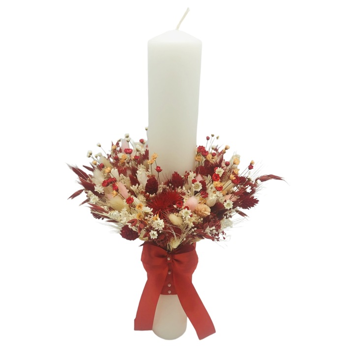 Lumanare pentru cununie / botez, 40 cm, cu plante naturale uscate - Eventissimi