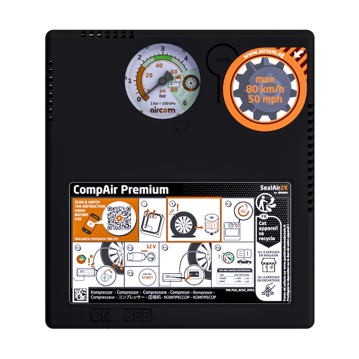 Compresor auto CompAir Premium Aircom, 180W, 7 bar, 12V, calitate OE