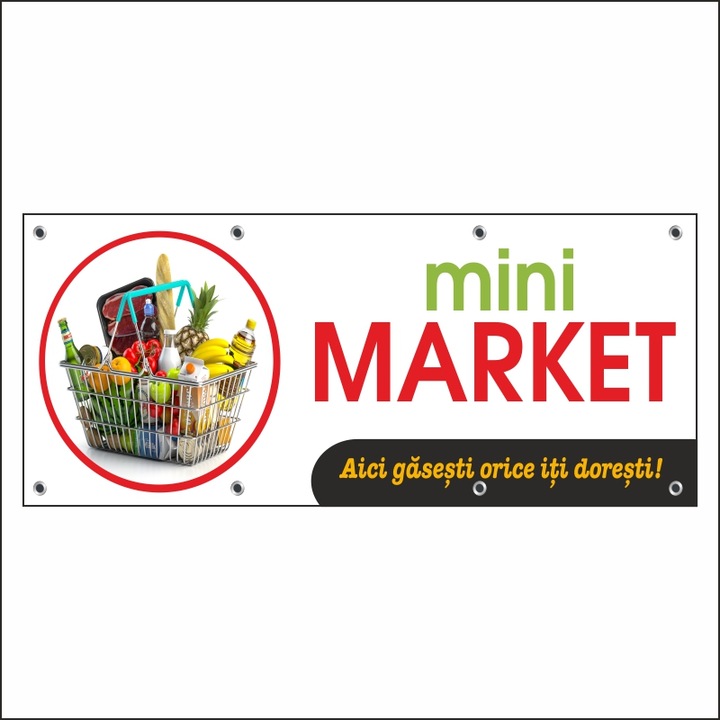 Banner MEDIA, "Mini piac" modell 1, 150 x 60 cm
