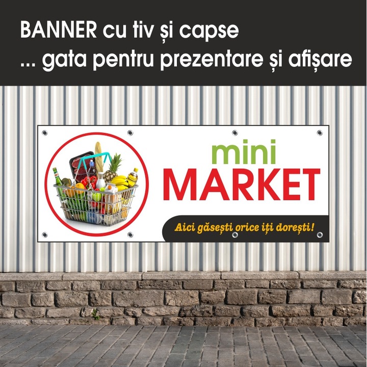Banner MEDIA, "Mini piac" modell 1, 150 x 60 cm