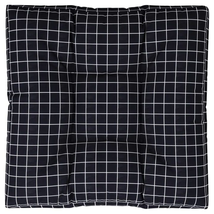 Perna de paleti vidaXL, negru, 80x80x12 cm, textil, model carouri, 2.05 Kg