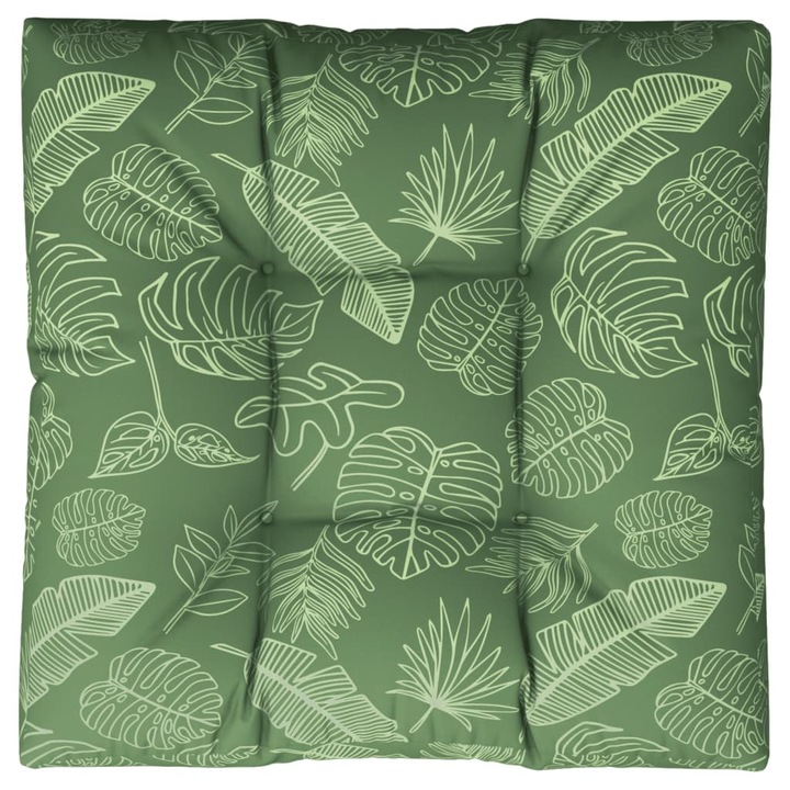 Perna de paleti vidaXL, 80 x 80 x 12 cm, textil, model frunze, 2.05 Kg