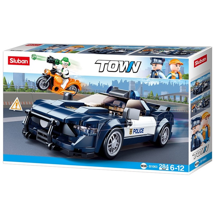 Sluban építőkészlet, Rendőrségi járőrkocsi üldözés, 284 db, M38-B1063