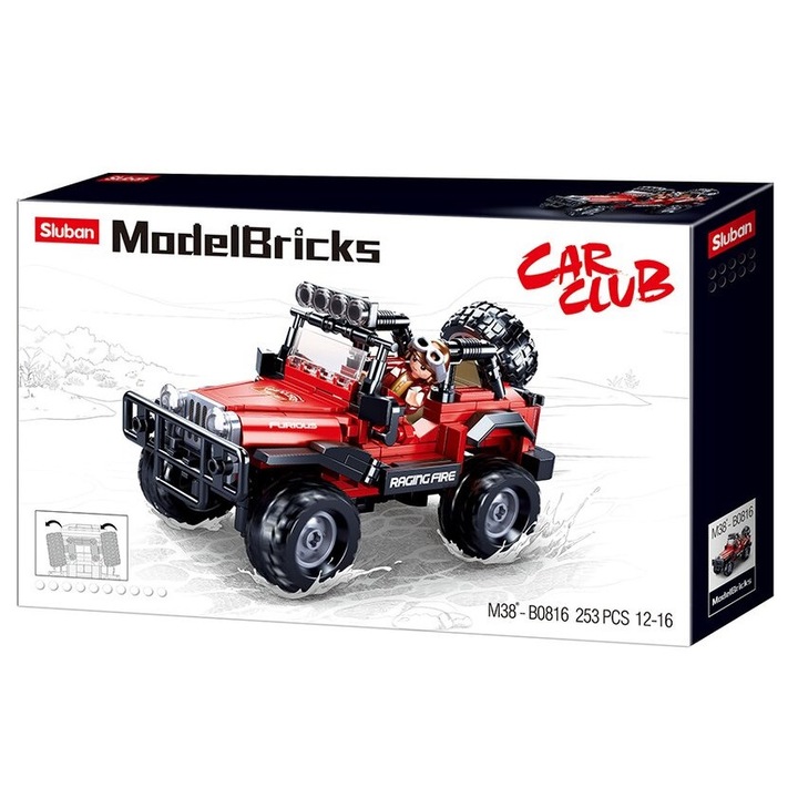 Sluban építőkészlet, dzsip, 253 db, M38–B0816