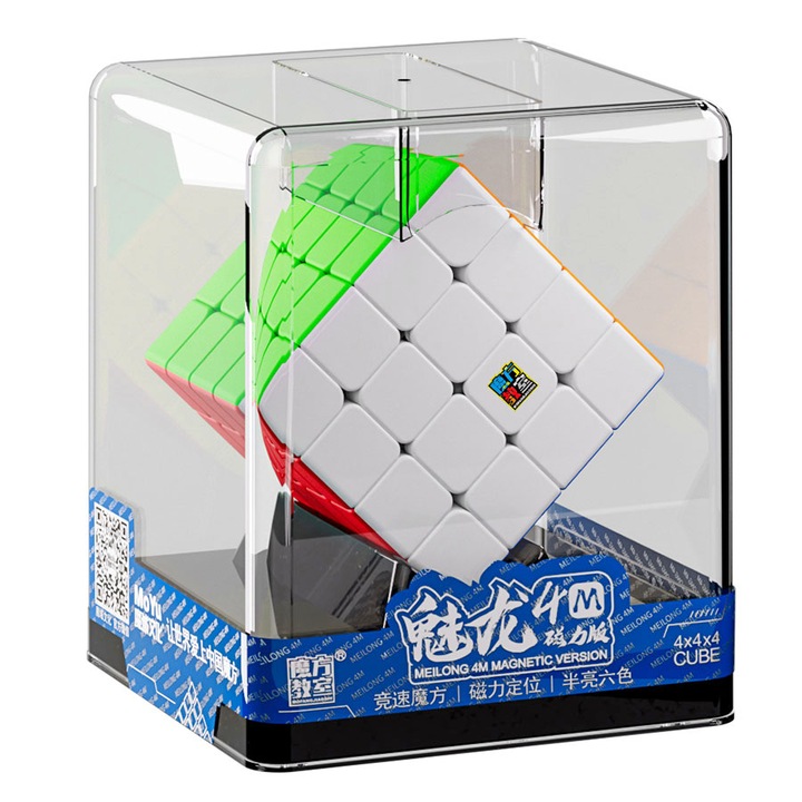 Cub Moyu Meilong 4M V2, Magnetic, Culoare Stickerless + Saculet protectie cub