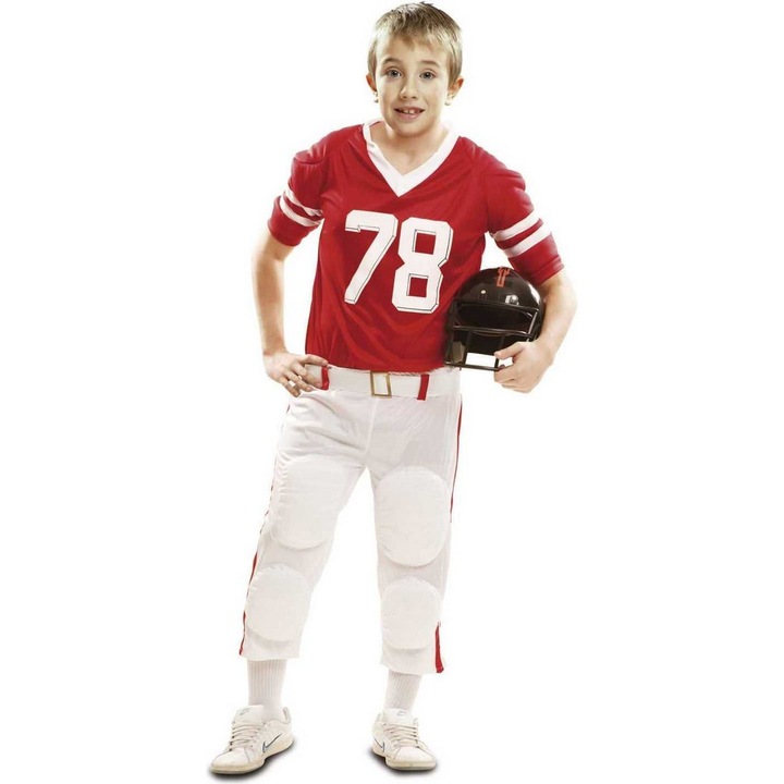 Costum rugby pentru baieti, My Other Me, Poliester, 3 ani, 98 cm, Rosu/Alb