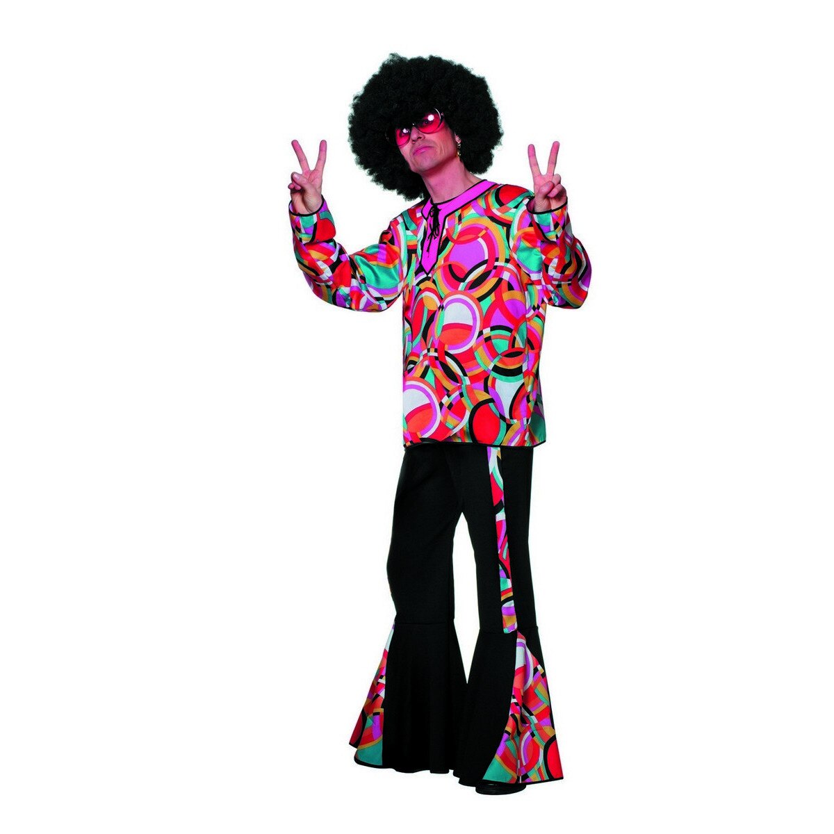 Blouse Hippie Années 70 - Motif Mandala Fleuri - Manches Évasées - Tissu Stretch Confortable