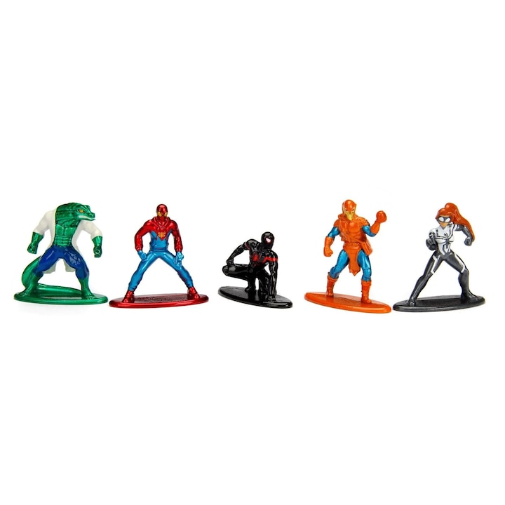 Комплект от 5 мини фигурки Marvel Spider-Man Nano Metalfigs, пакет A, 4 см