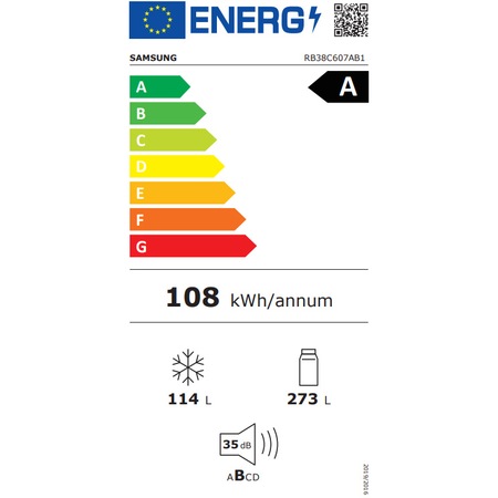 Combina frigorifica Samsung RB38C607AB1/EF, 387 l, No Frost, Clasa A, Smart Control, H 203 cm, Dark Inox