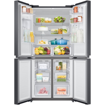 Combina frigorifica Samsung RF48A401EB4/EO, 488 l, No Frost, Clasa E, Twin Cooling Plus, Dozator apa, H 179 cm, Dark Inox