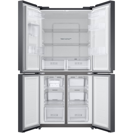 Хладилник Side by side French Door Samsung RF48A401EB4/EO, 488 л, No Frost, Клас E, Twin Cooling Plus, Диспенсър за вода, H 203 см, Dark Inox