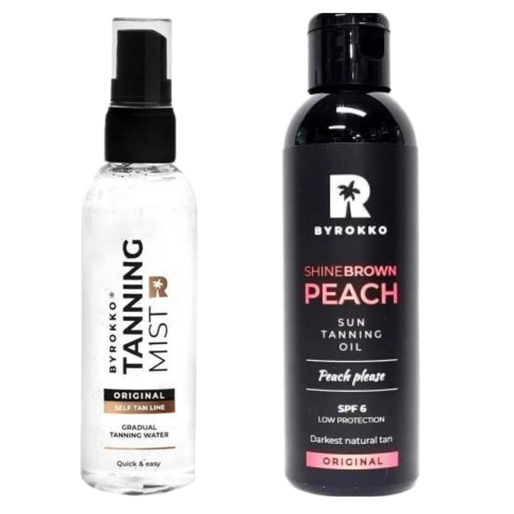 Ulei de bronzare Shine Brown, Byrokko, SPF6 150 ml + ceata autobronzanta 100 ml