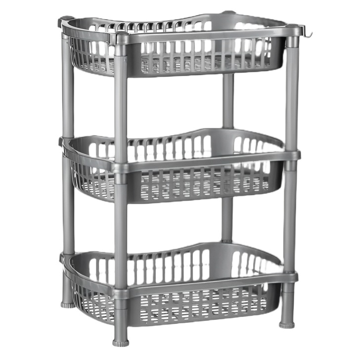 Рафт за съхранение, 3 нива, 41см x 31см x 54см Сив