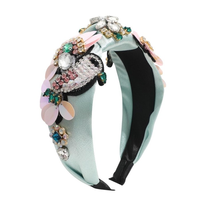 Bentita verde menta, cu pietre si paiete, Edly C1, Pursehuit