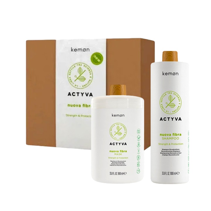 Set de restructurare Kemon Actyva Nuova Fibra: Sampon 1000 ml, Masca 1000 ml