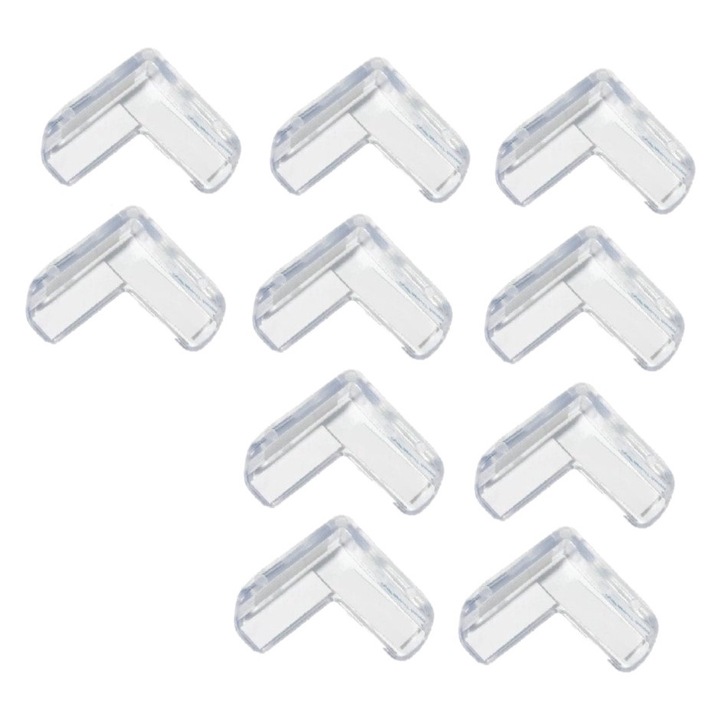 Set 10 Coltare din Silicon pentru Protectie Ridicata la Colturile Mobilei, pentru Siguranta Copii, Triunghi, Transparent, CBD CORAL BEST DEALS Transparent natur BPA Free