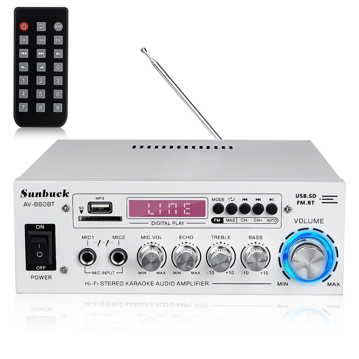 Amplificator, SUNBACK, 2000W, 20KH-20KHz, 200x70x190mm, Alb - eMAG.ro