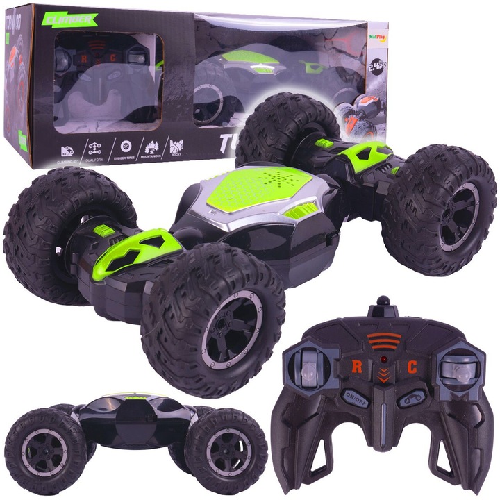 Twister kaszkadőr autó távirányítóval, 2,4 GHZ, USB kábellel, gumi kerekekkel