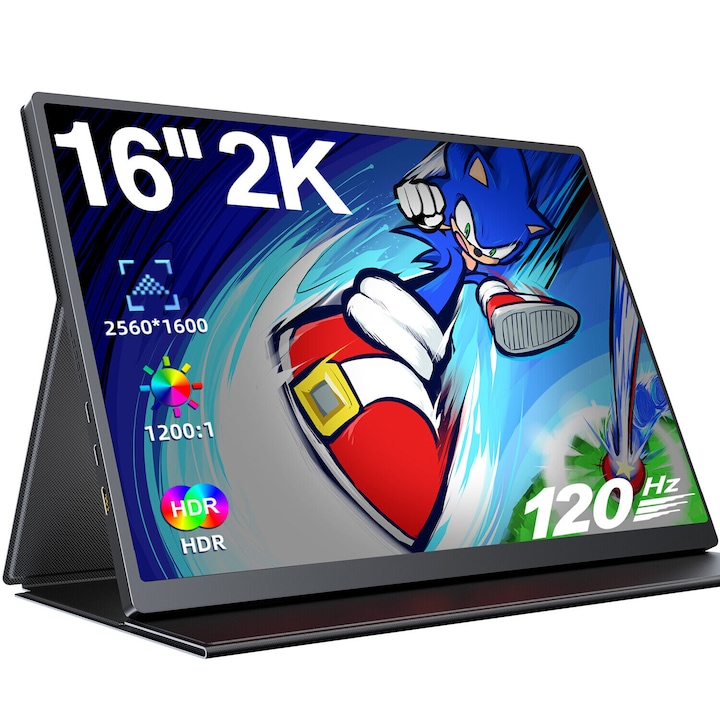 Преносим монитор, Uperfect, 16", 120Hz, 2560x1600, 2K, черен