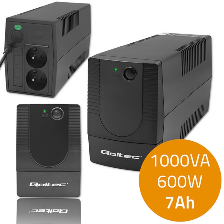 Szünetmentes tápegység UPS Line Interaktív, Qoltec, Monolith, 1000VA, 600W