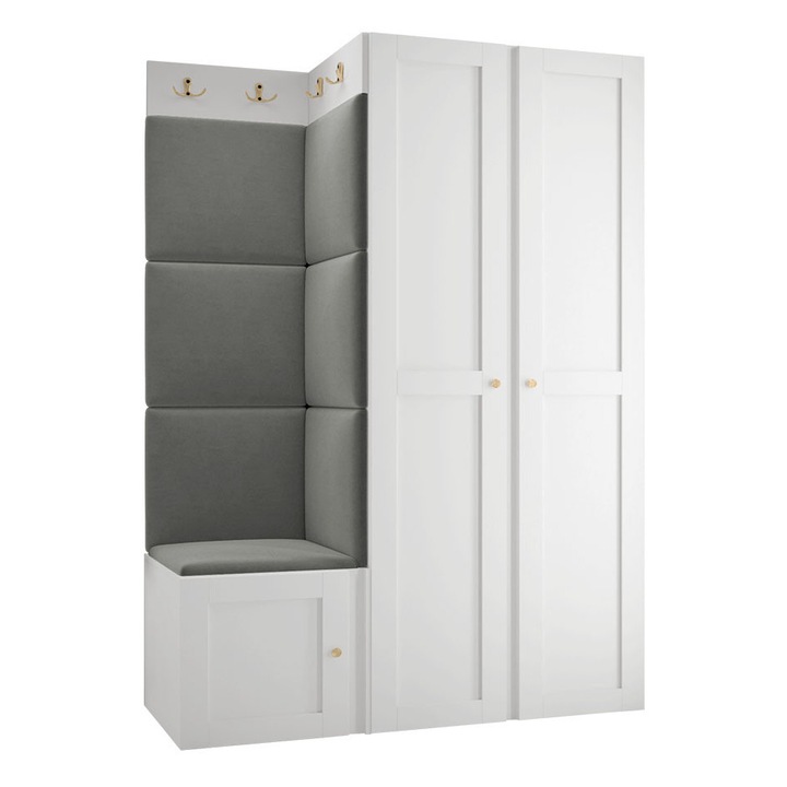 Mobilier pentru hol Tavasz Ramiro XXIII, MIRJAN24, alb / gri, 46x116x186 cm