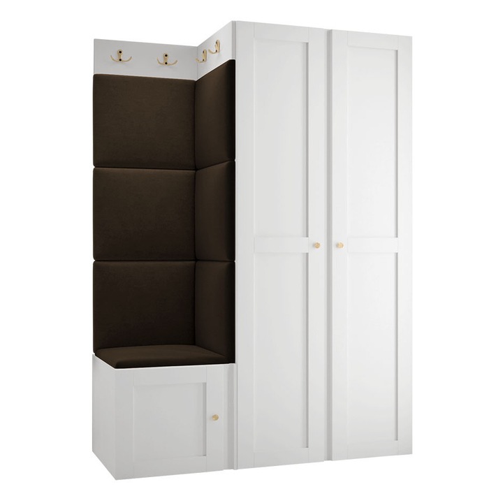 Mobilier pentru hol Tavasz Ramiro XXIII, MIRJAN24, alb / maro, 46x116x186 cm