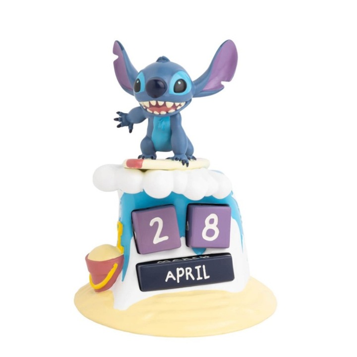 Calendar Disney Stitch Surfer, 3D, pentru birou, 15,5 x 11,7 x 11,7 cm, multicolor