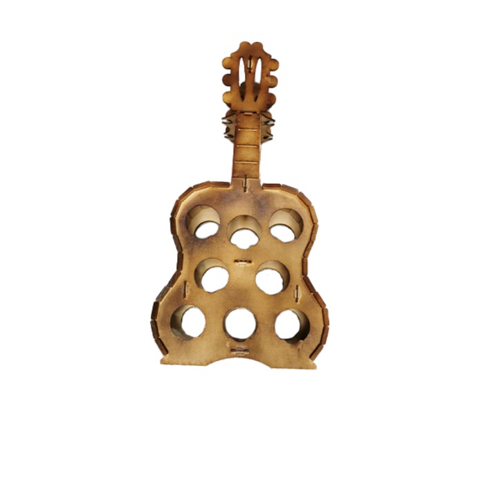 Suport lemn 8 sticle vin si 4 pahare cu picior, Dasc