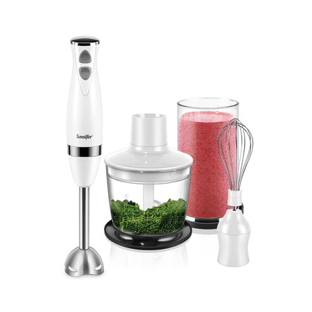 Set Blender 3 in 1 Sonifer SF-8044 cu putere 500W, Mixer vertical, functie Turbo, Multifunctional, Alb