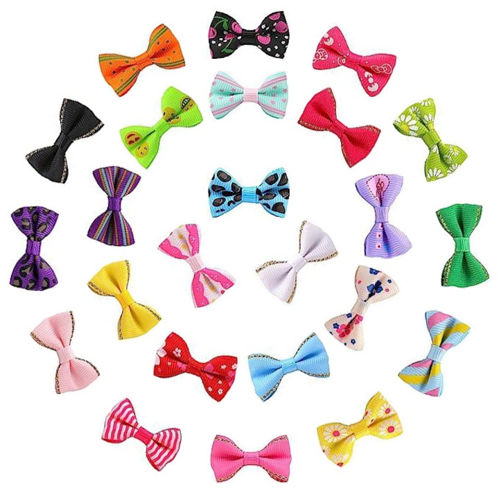 Set 25 fundite par pentru caini, Ronyes®, din material textil, 2.5×3.5cm, Multicolor