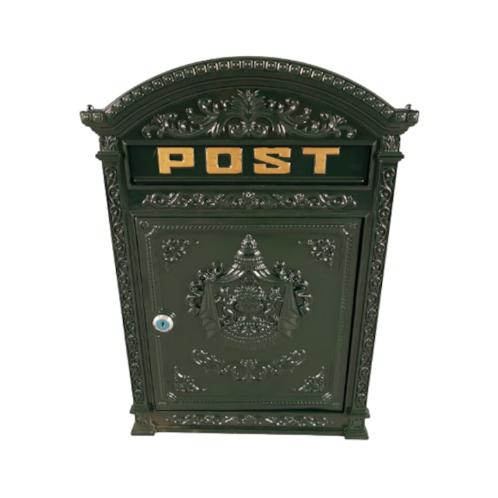 Стенна пощенска кутия, алуминий, зелена H 45 см