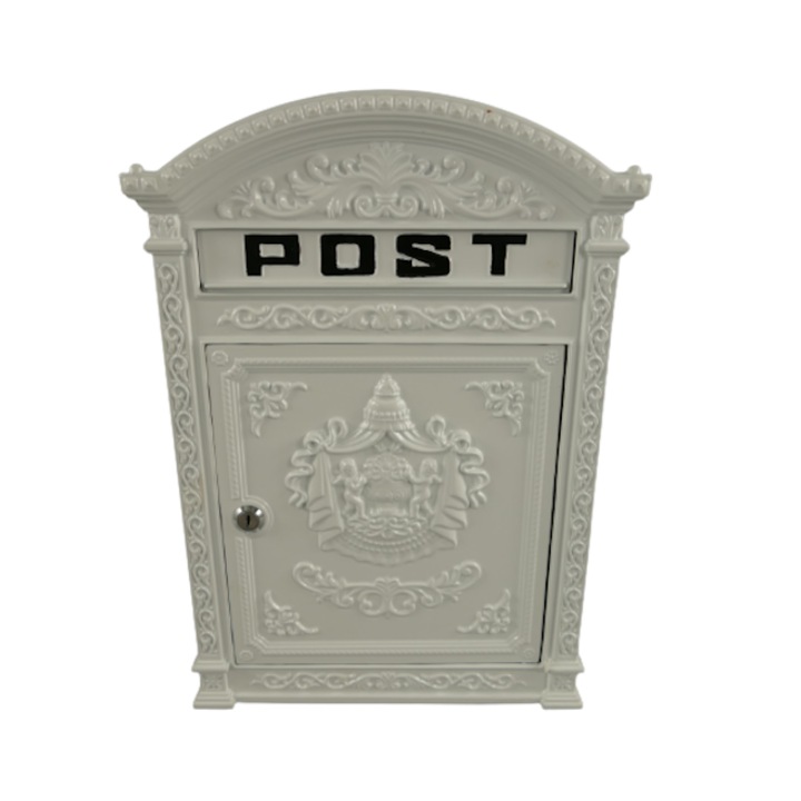 Fali postaláda, alumínium, fehér, H 45 cm