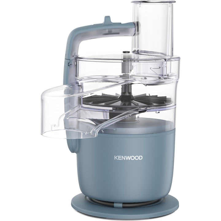 Robot de bucatarie compact KENWOOD MultiPro Go FDP22.130GY, 650W, vas 1.3L, 2 trepte viteza, functie 360° Express ServeTM pentru feliere/razuire nelimitata, gri