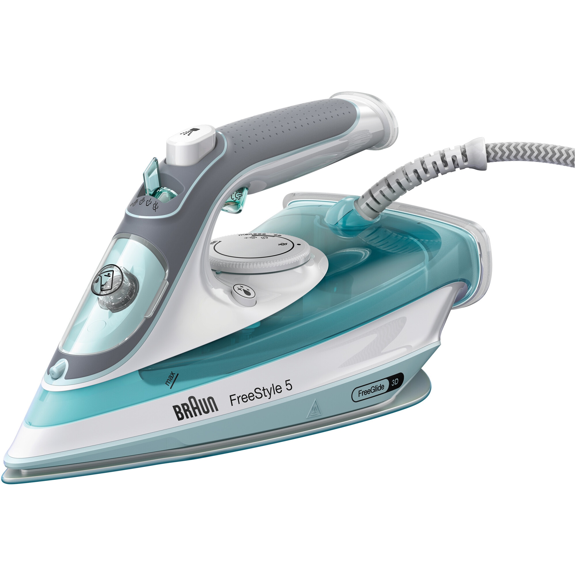Fier de calcat Braun FreeStyle 5 SI5017GR, 2700W, jet de abur 190g/min, abur variabil 0-50 g/min, talpa SuperCeramic, rezervor 300 ml, tehnologie FreeGlide, sistem antipicurare, al