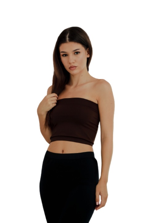 Női mikroszálas melltartó, pánt és varrás nélkül, sötétbarna, univerzális méret