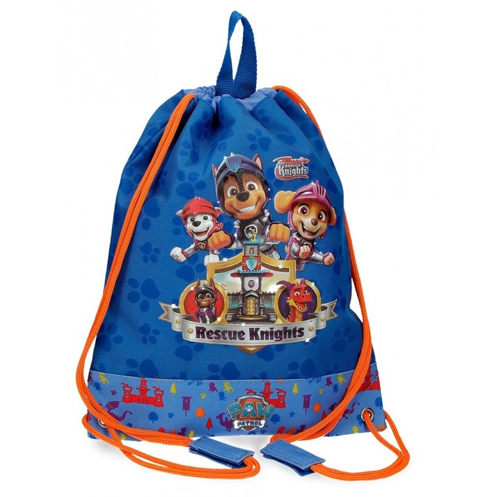 Sac scoala baieti, Paw Patrol Rescue Knights, albastru, 27x34x10 cm
