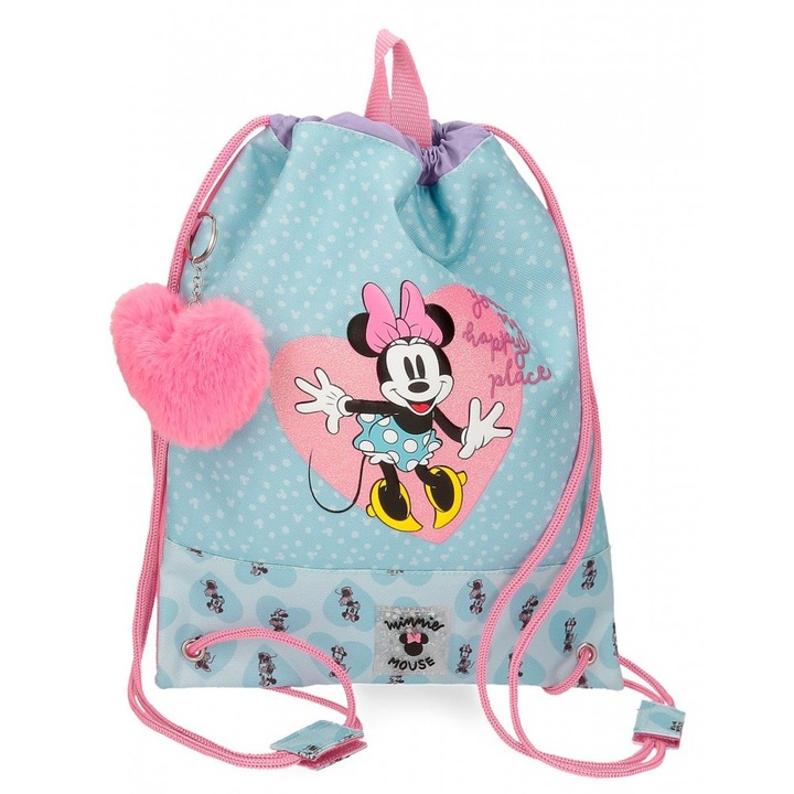 Sac scoala fete, Minnie Mouse My Happy Place, multicolor 27x34 cm