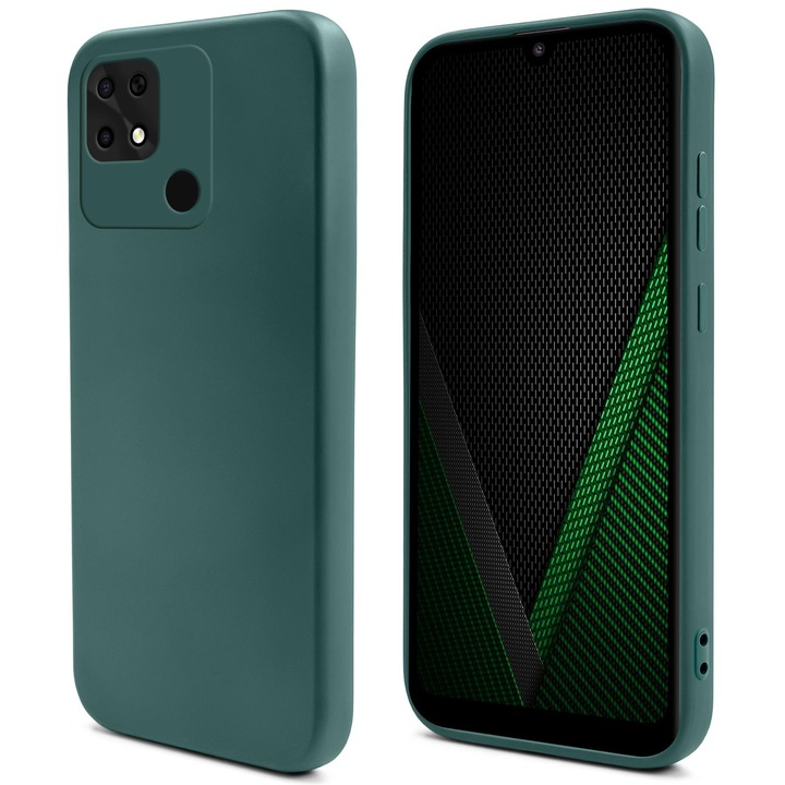 Премиум силиконов кейс, Moozy, за Xiaomi Redmi 10C, Тъмно зелен, вътрешност от микрофибър