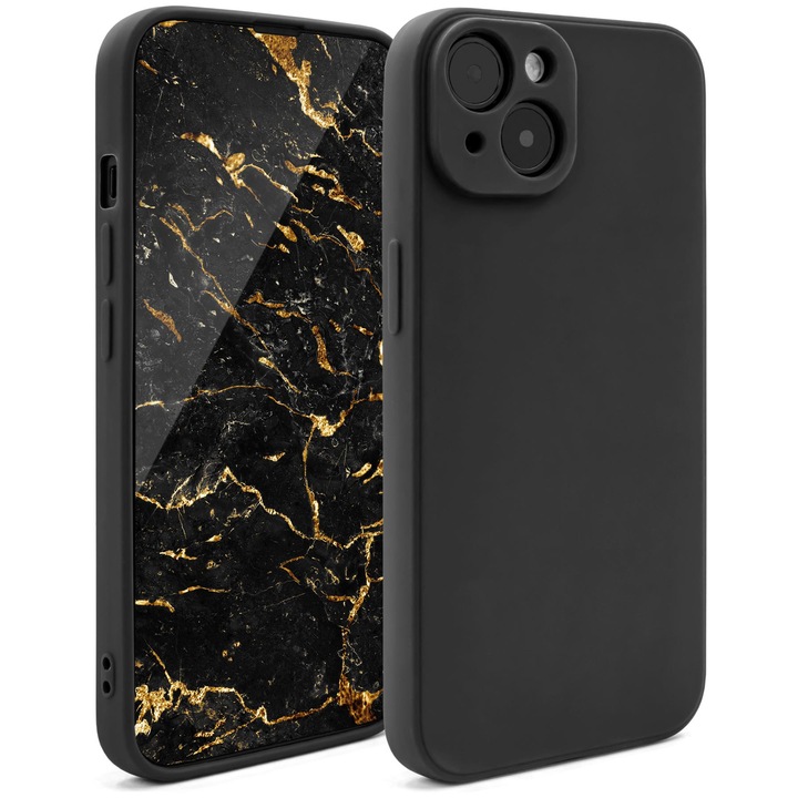 Husa pentru telefon, Moozy, pentru iPhone 14, Negru, Silicon