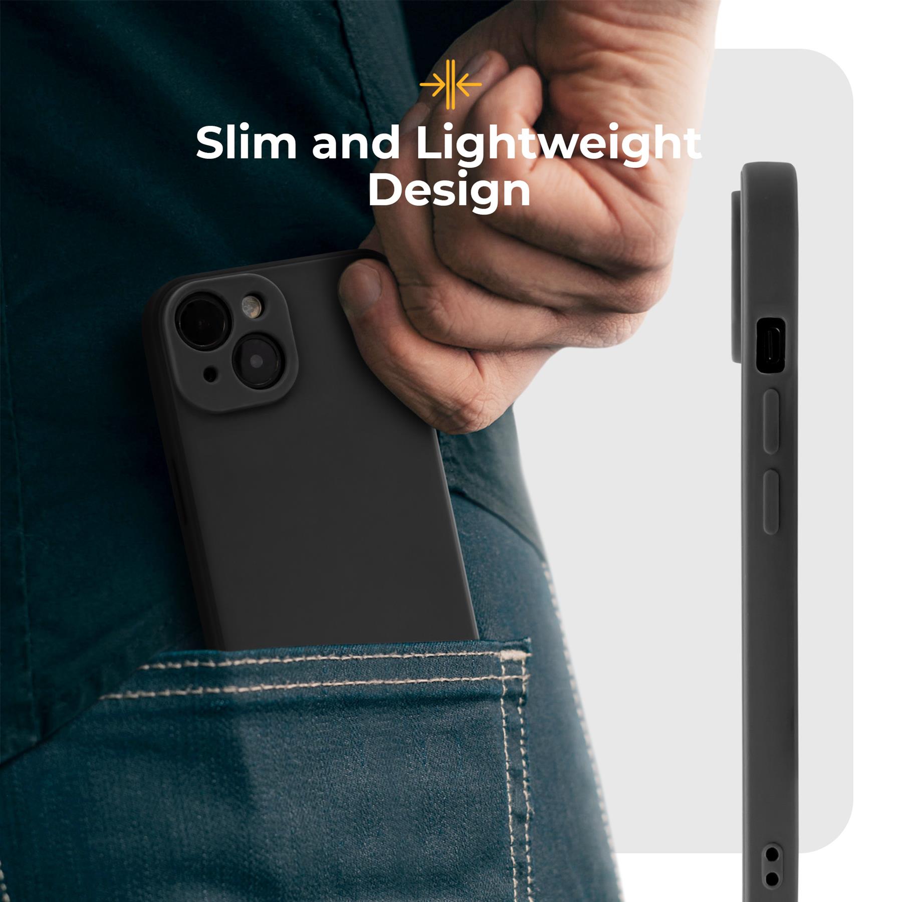 Husa pentru telefon, Moozy, pentru iPhone 14, Negru, Silicon