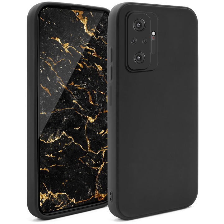 Калъф за телефон Moozy за Xiaomi Redmi Note 10 Pro, Xiaomi Redmi Note 10 Pro Max, черен, силикон
