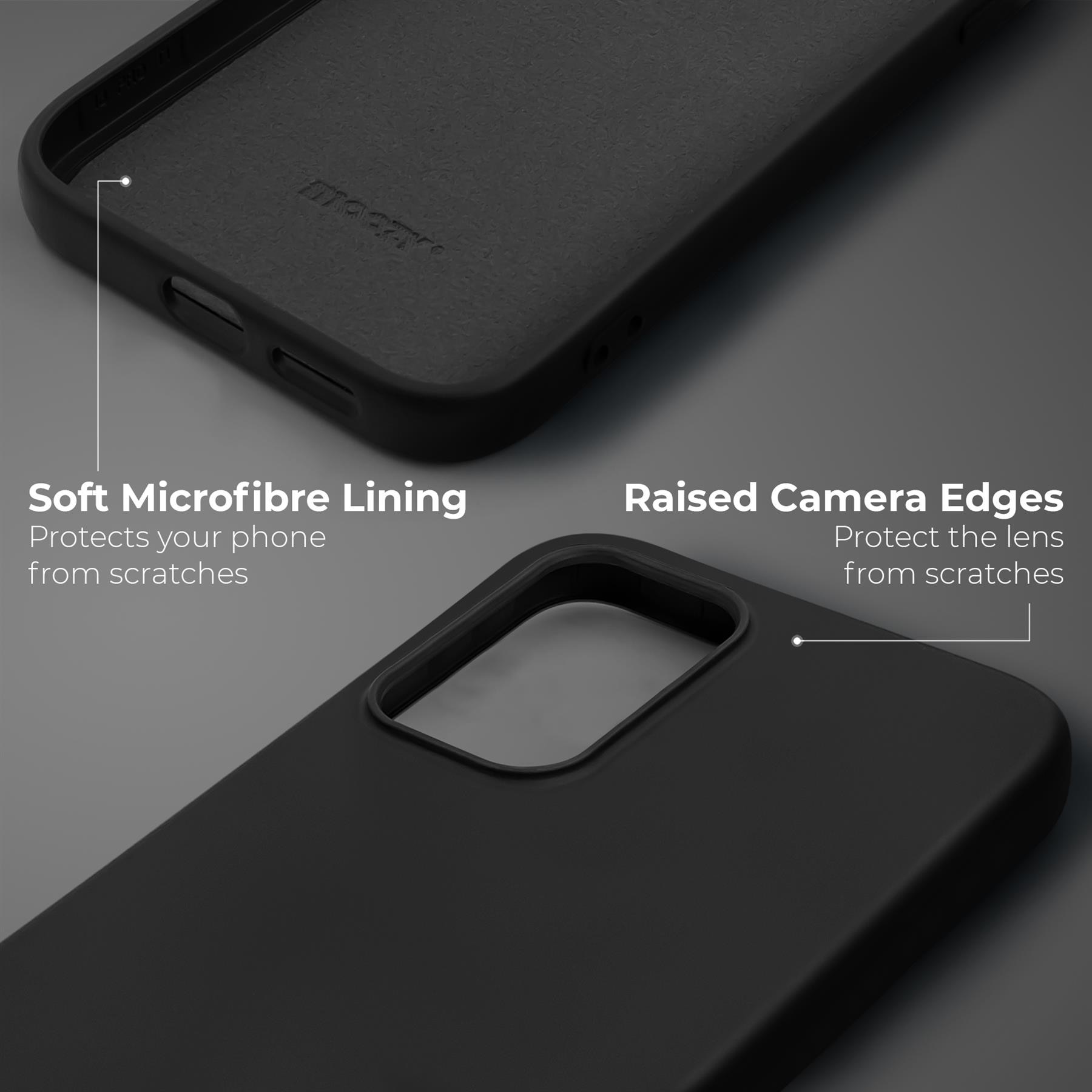 Husa din silicon premium, Moozy, pentru Xiaomi 12T, Xiaomi 12T Pro, Negru, interior din microfibra